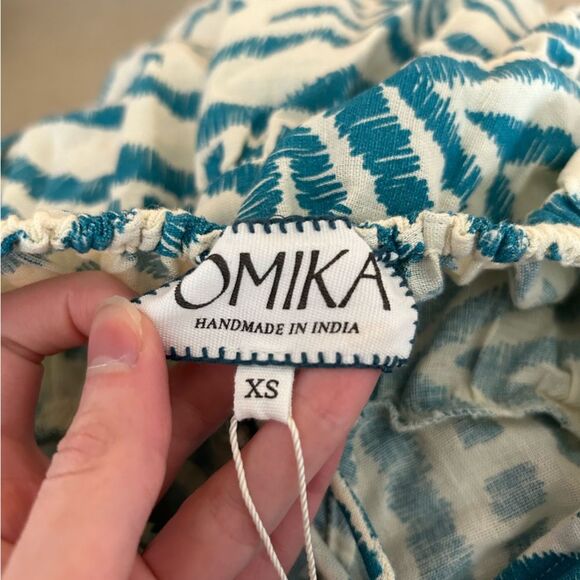 Omika Ila Mini Dress Puff Sleeves Pockets in Jolie Lagoon Size XS Vacation - Picture 14 of 15